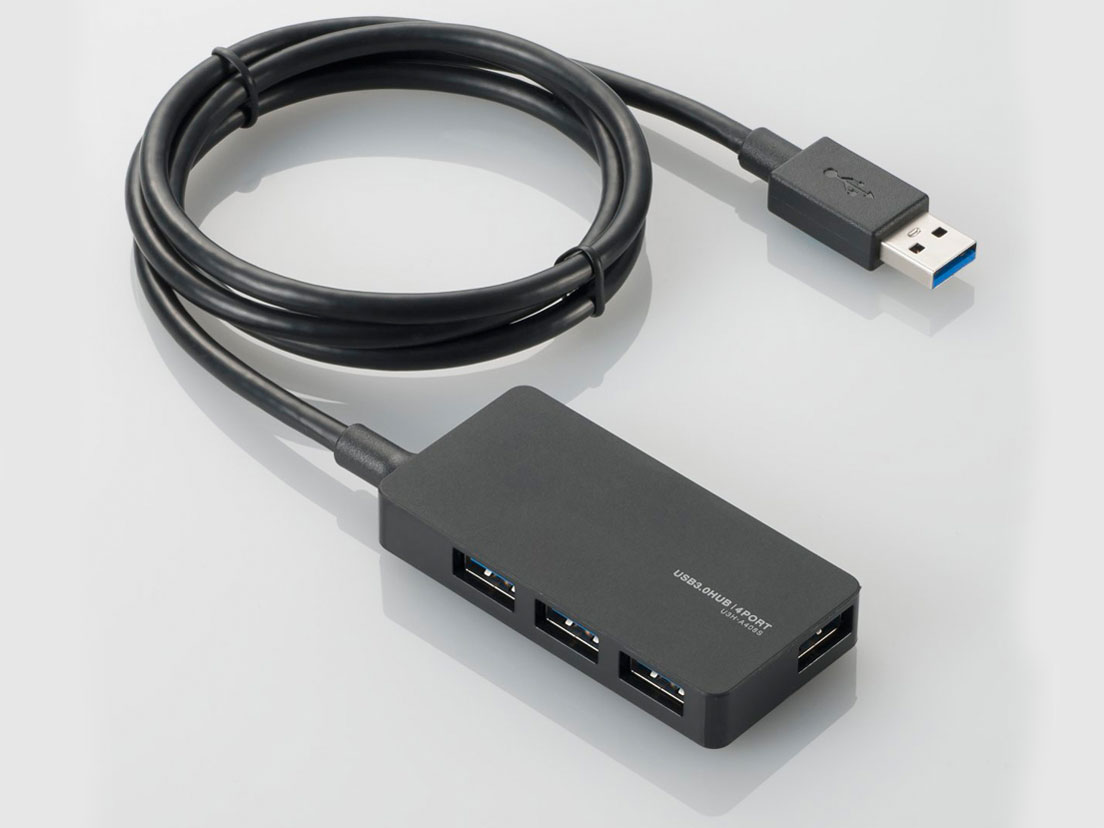 ELECOM USB3.0対応ACアダプタ付き４ポートUSBハブ U3H-A408SBK  [ブラック]｜パソコン・スマートフォン・デジタル機器販売のPC DEPOT(ピーシーデポ)WEBSHOP