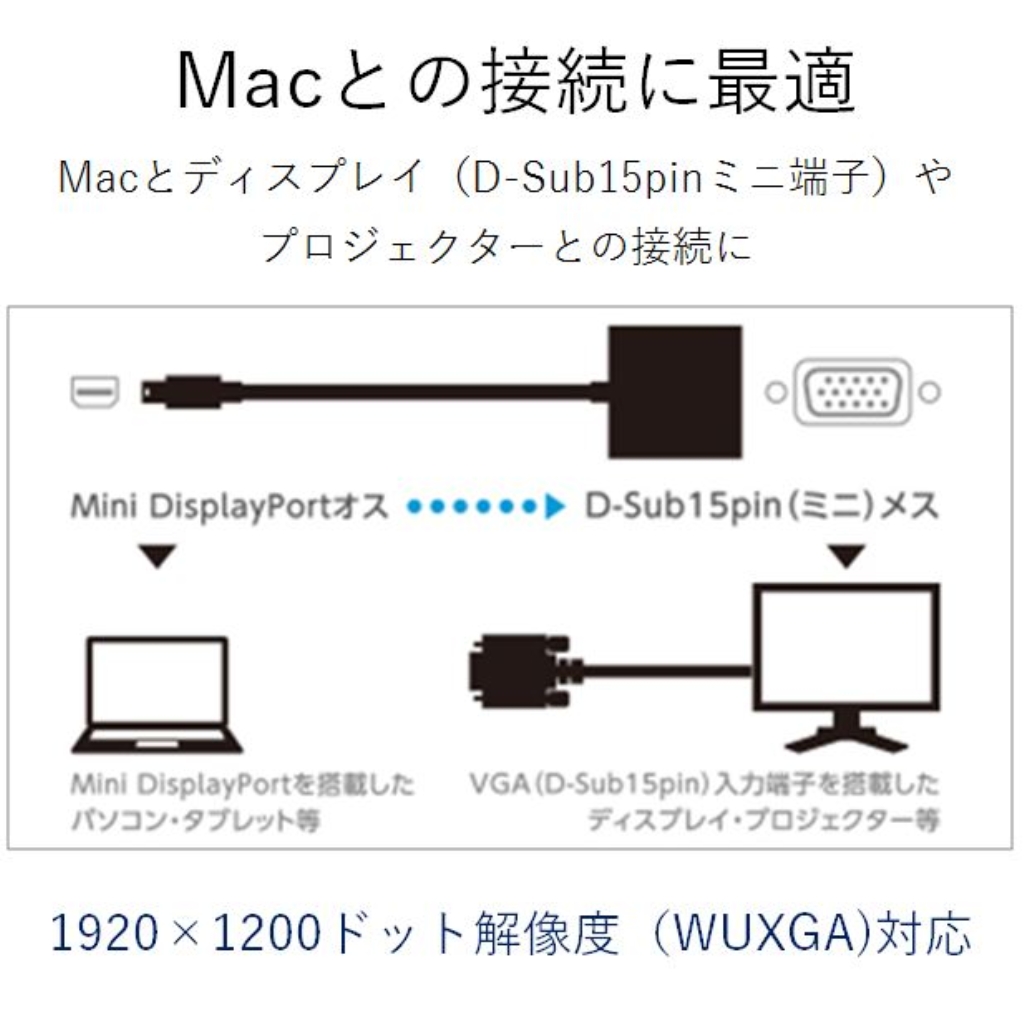 ELECOM Mini DisplayPort-VGA変換アダプタ AD-MDPVGABK [ブラック]