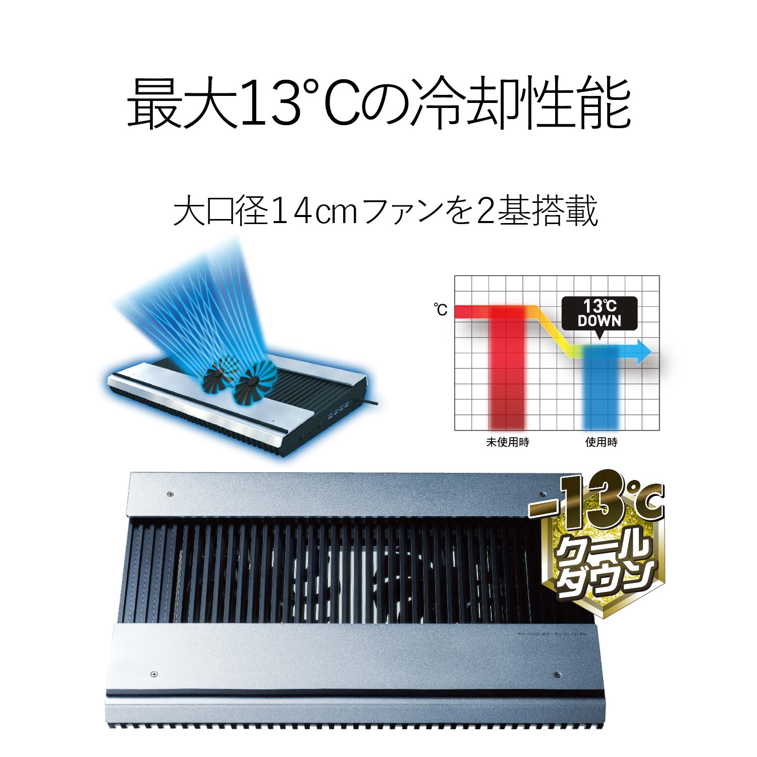 ELECOM ノートＰＣ用クーラー（高耐久性×極冷）SX-CL23LBK