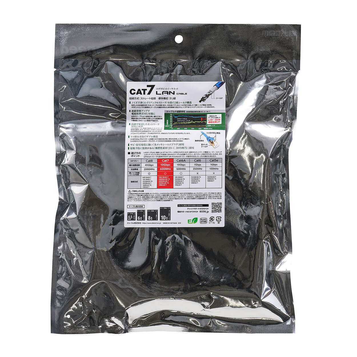 【訳あり品】【箱破損】【未開封・未使用】ELECOM Cat7 LANケーブル(スタンダード・ツメ折れ防止) LD-TWST/BM100 [10m ブルーメタリック]