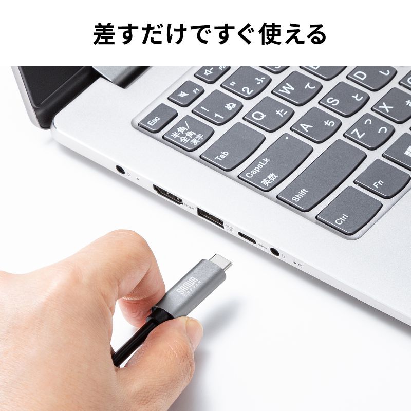 サンワサプライ 急速充電対応 USB Type-C LAN変換ケーブル（Gigabit対応・PD100W・1m）[KB-SL6CLANPD1BK]