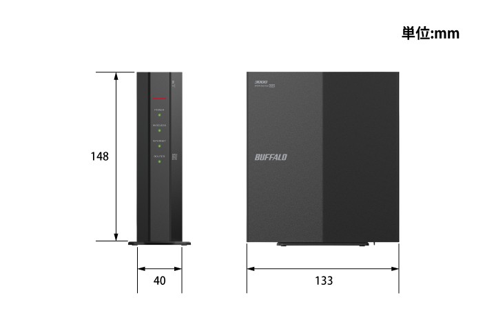 BUFFALO Wi-Fi 6(11ax)対応Wi-Fiルーター 2401+573Mbps AirStation ブラック [WSR-3000AX4L]