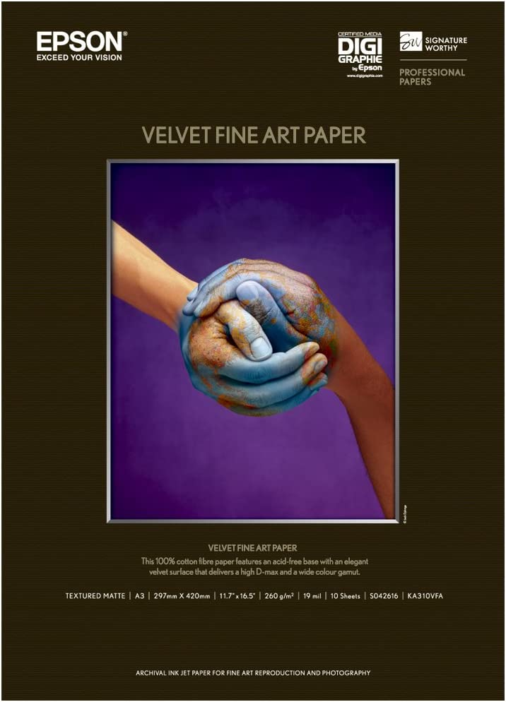 EPSON  Velvet Fine Art Paper（ファインアート紙 ） KA310VFA　A3サイズ（297×420mm）/ 10枚入