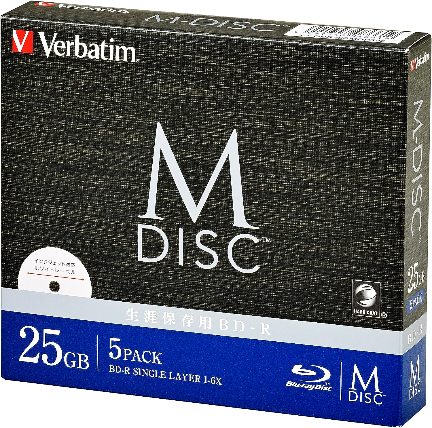 Verbatim M-DISC BD-R 1回記録用 1-6倍速 25GB 5枚 DBR25RMDP5V2