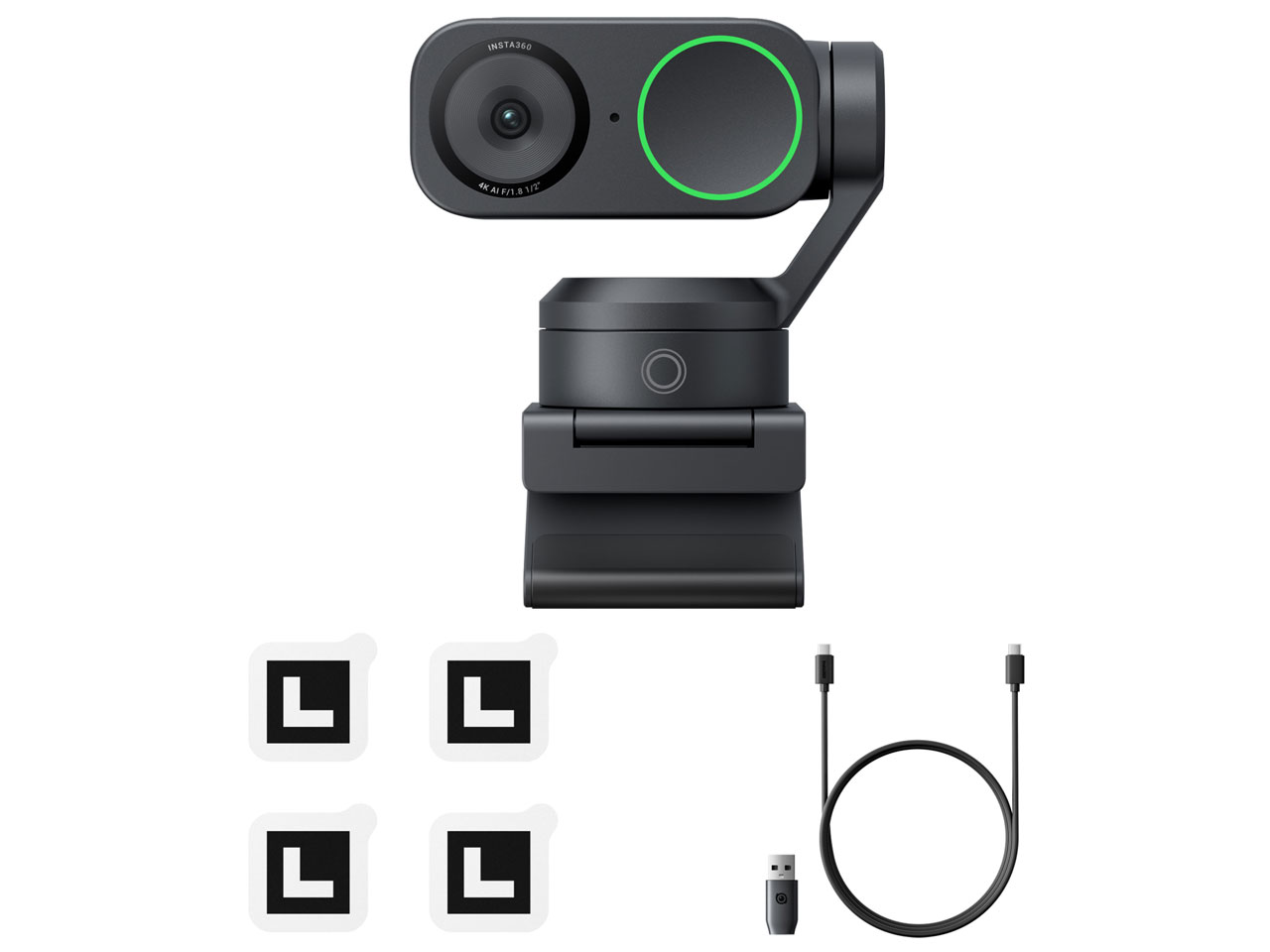 INSTA360 ジンバルレンズ搭載 AI 4Kウェブカメラ LINK2 ブラック[CINSABNB]